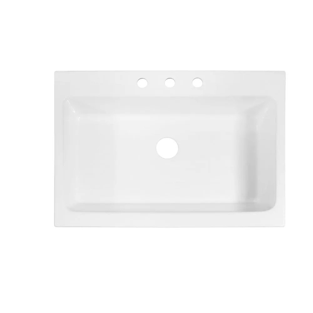 Josephine Quick-Fit Drop-in Farmhouse Fireclay 33.85 in. 3-Hole Single Bowl Kitchen Sink in Crisp White, photo 3 of 24