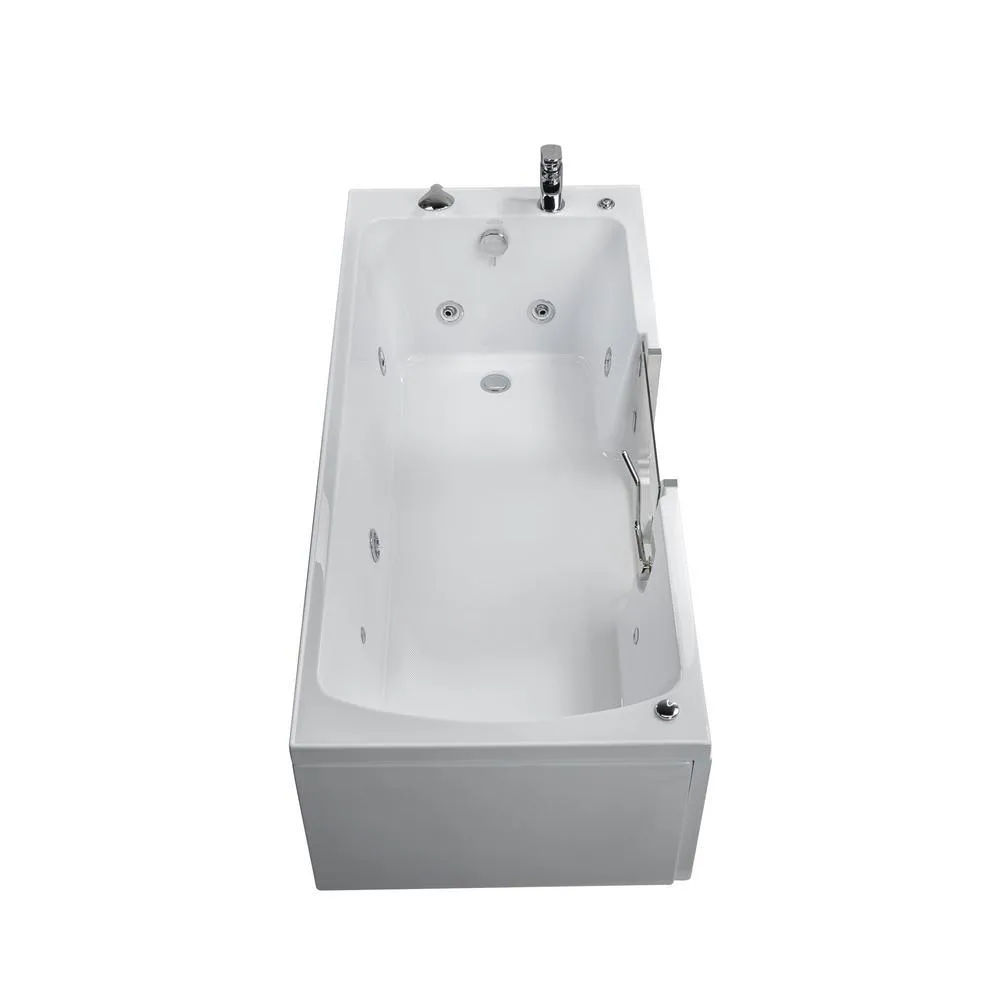 Ella Laydown 72 in. Walk-In Whirlpool Bathtub in White with Right-Hinged Middle Glass Door, 2-Piece Fast Fill Faucet, Right-Hand-Seat Drain, photo 7 of 17