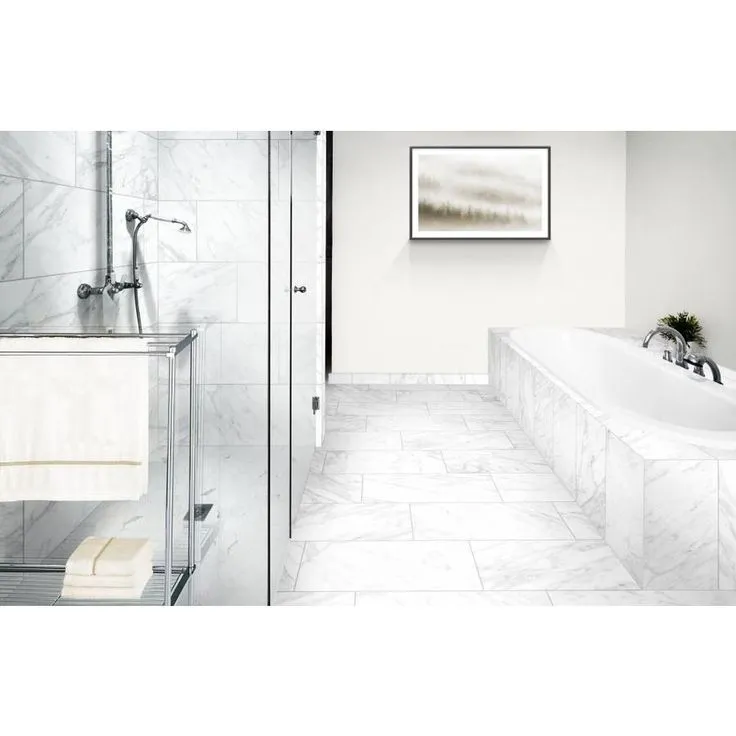 TRUE PORCELAIN CO. Arabescato Gold Porcelain Bullnose Tile (3-in x 12-in), photo 3 of 3