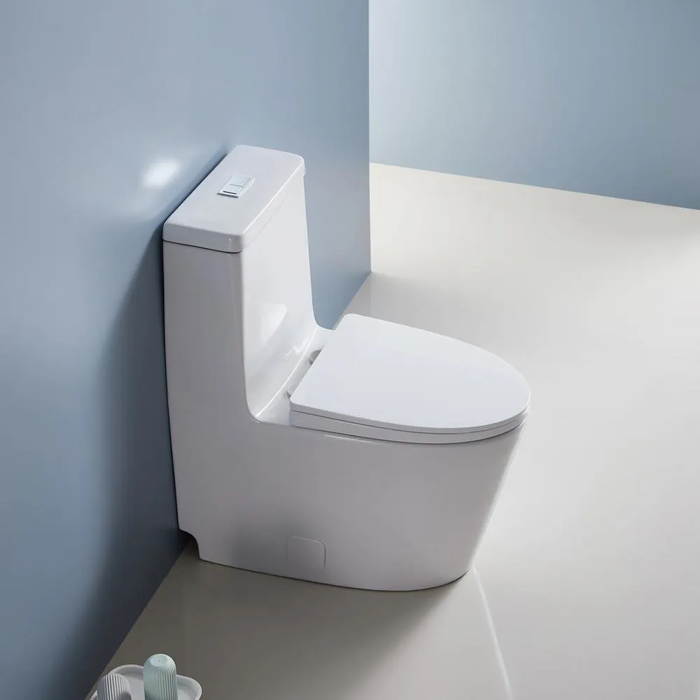 1-Piece Elongated Dual-Flush 1.28 GPF/0.88 GPF High Efficiency Skirted Toilet All-in-One Toilet in White Seat Included, photo 5 of 10