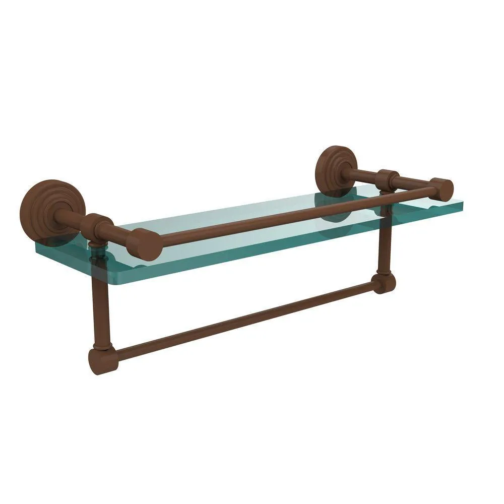 Allied Brass 16 in. L x 5 in. H x 5 in. W Clear Glass Bathroom Shelf with Towel Bar in Polished Nickel, photo 13 of 14