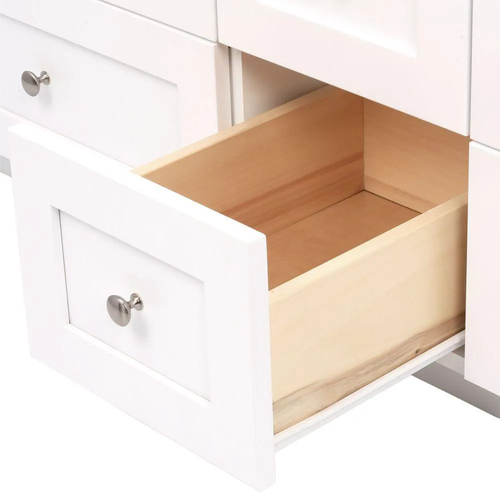 Shaker 60 in. W x 21 in. D x 34.5 in. H Vanity for Double Basins Cabinet Only in Satin White, photo 10 of 19