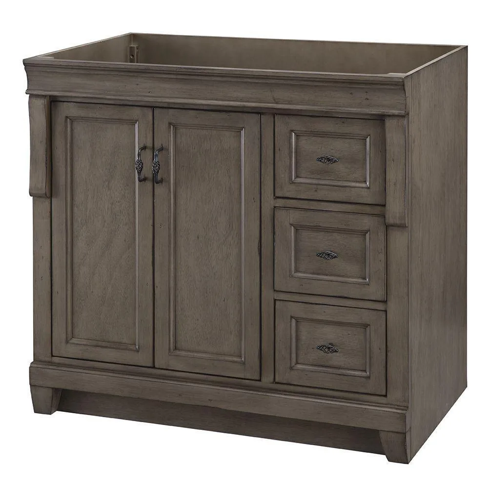 Naples 30 in. W Bath Vanity Cabinet Only in Distressed Grey with Right Hand Drawers, photo 30 of 44