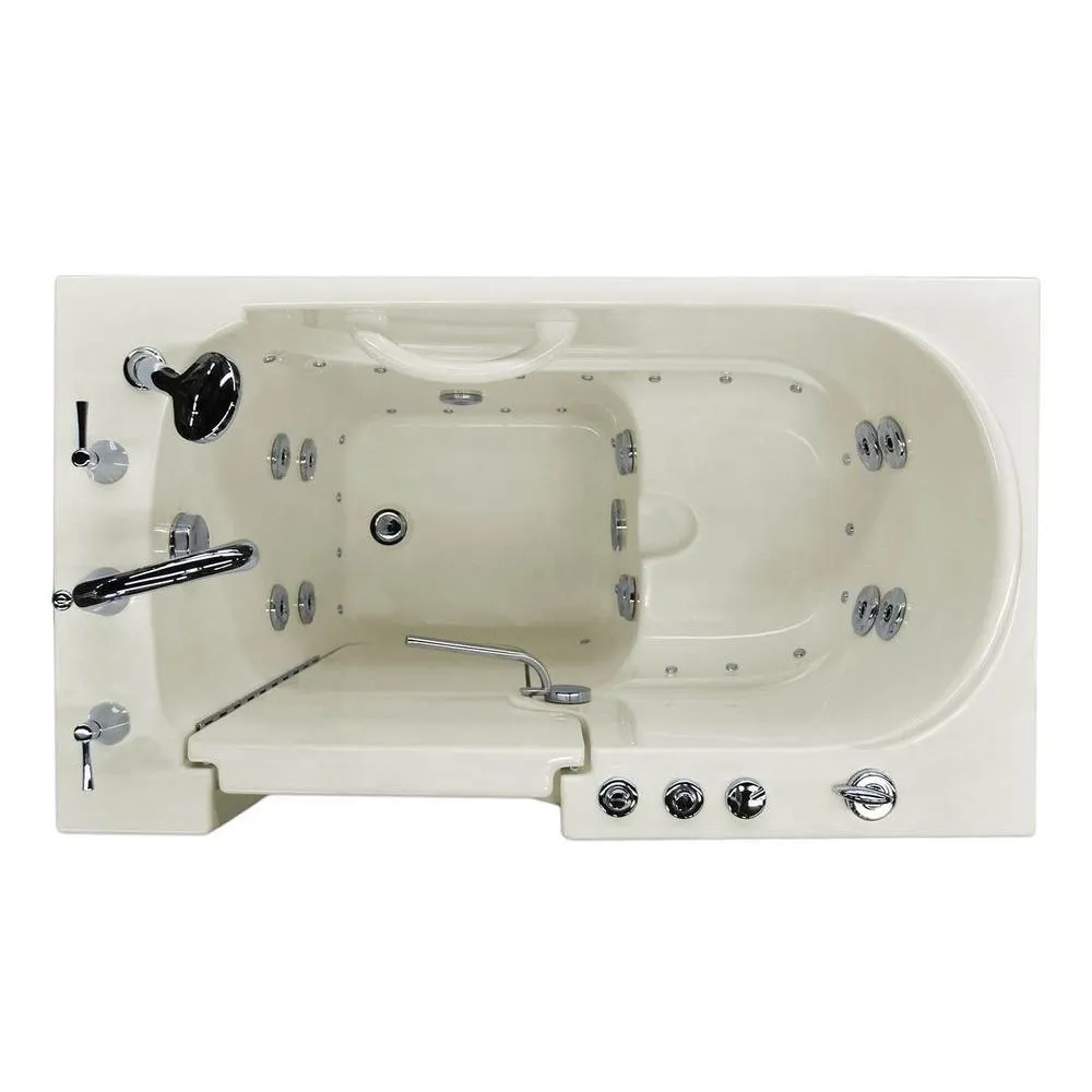 Rampart 3.9 ft. Walk-in Whirlpool and Air Bathtub with 6 in. Tile Easy Up Adhesive Wall Surround in Biscuit, photo 9 of 13