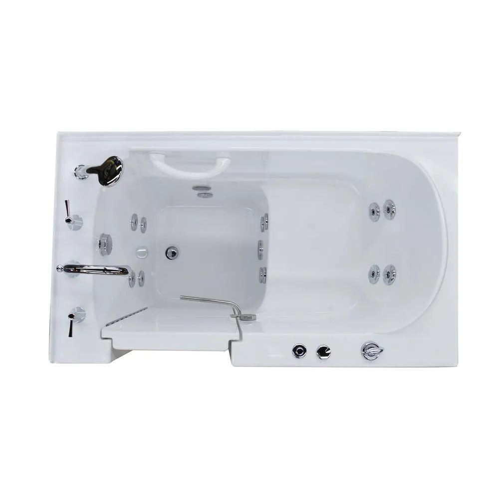 Universal Tubs 52.8 in. Walk-In Whirlpool Bathtub in White with 1.6 GPF Smart Toilet Combo, Left Drain, photo 4 of 23