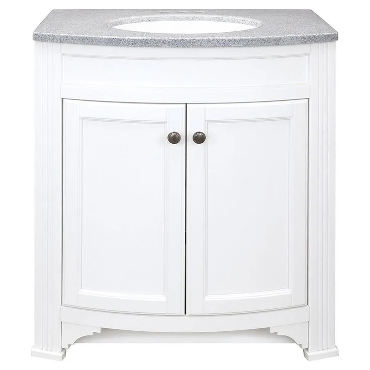 Style Selections Delyse 30-in White Single Sink Bathroom Vanity with Pepper Solid Surface Top, photo 2 of 9