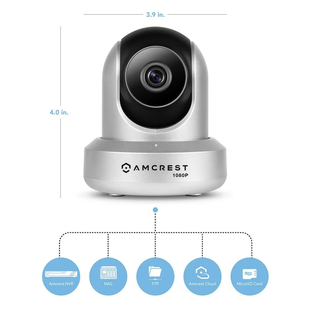 ProHD 1080p Wi-Fi Wireless IP Security Camera 1920TVL, Pan/Tilt, Night Vision, 2-Way Audio, Silver, photo 3 of 8