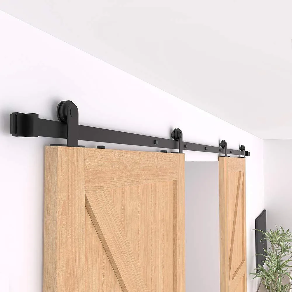 WINSOON 10 ft. /120 in. Top Mount Sliding Barn Door Hardware Track Kit for Double Doors with Non-Routed Floor Guide, photo 5 of 7