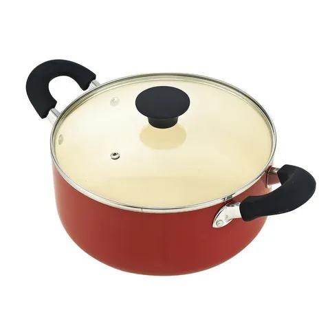 Stay Cool Handle 10-Piece Aluminum Ceramic Nonstick Cookware Set in Red