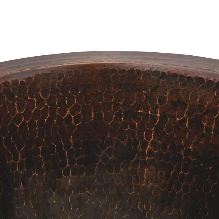 Undermount Round Hammered Copper 12 in. 0-Hole Champagne Bar Sink in Oil Rubbed Bronze, photo 4 of 4