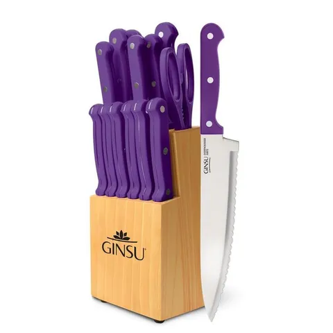 Kiso 14-Piece Dishwasher Safe Natural Block Knife Set