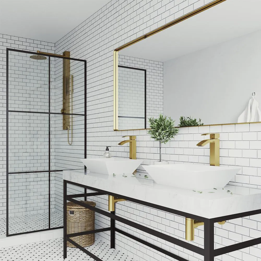 VIGO Vinca Matte Stone Vessel Bathroom Sink in White with Duris Faucet in Matte Gold, photo 3 of 4