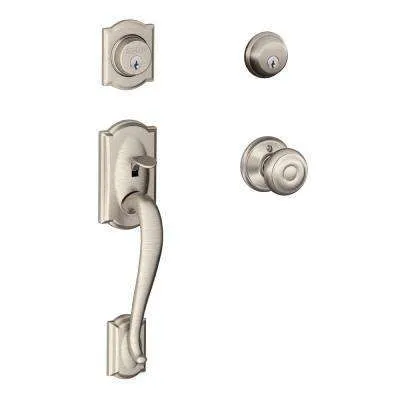 Estate Collection Manchester Single Cylinder Lifetime Polished Brass Right-Handed Door Handleset with Wave Door Lever