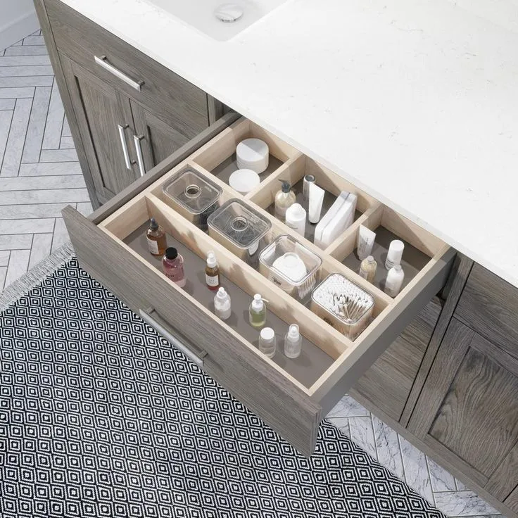 Kali 72 in. W x 22 in. D Bath Vanity in Gray ENGRD Stone Vanity Top in White with White Basin Power Bar and Organizer, photo 2 of 8