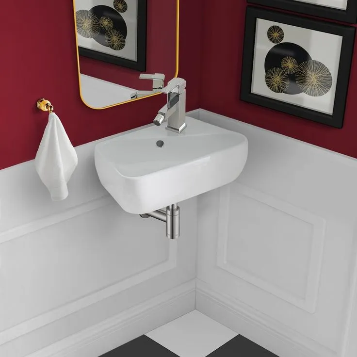 Swiss Madison Plaisir 18 in. x 11 in. Ceramic Wall Hung Vessel Sink with Right Side Faucet Mount in White, photo 4 of 6