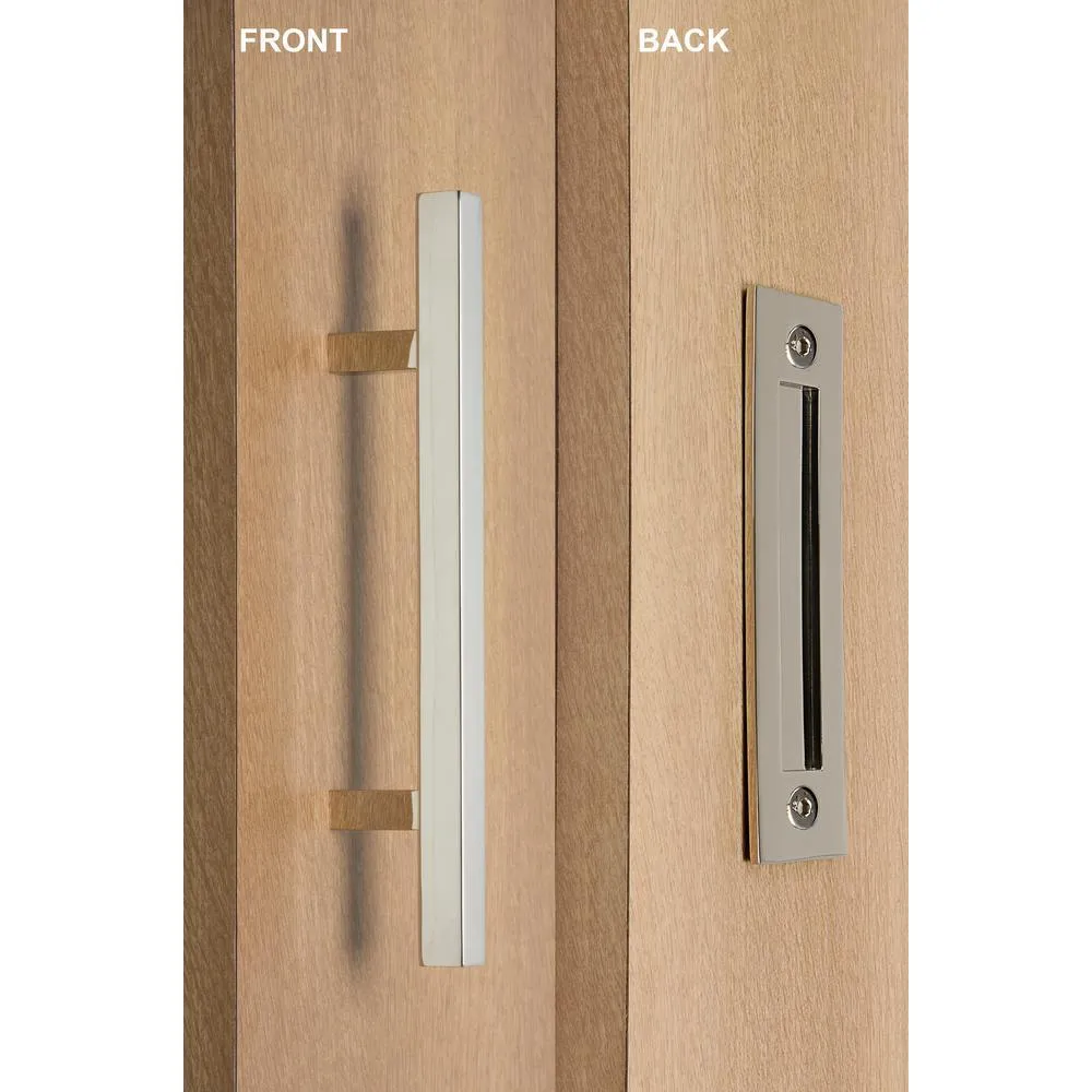 STRONGAR Contemporary 12 in. Brushed Satin Square Pull and Flush sliding barn door handle, photo 4 of 4