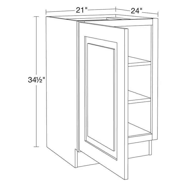 Home Decorators Collection Grayson 21 in. W x 24 in. D x 34.5 in. H Assembled Plywood Full Height Door Base Kitchen Cabinet in Mythic Blue LH, photo 3 of 5