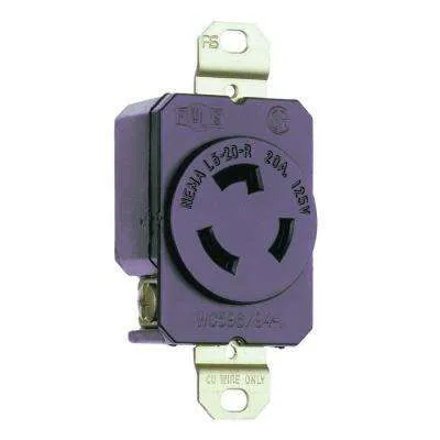 Turnlok 20 Amp Single Locking Outlet - Black