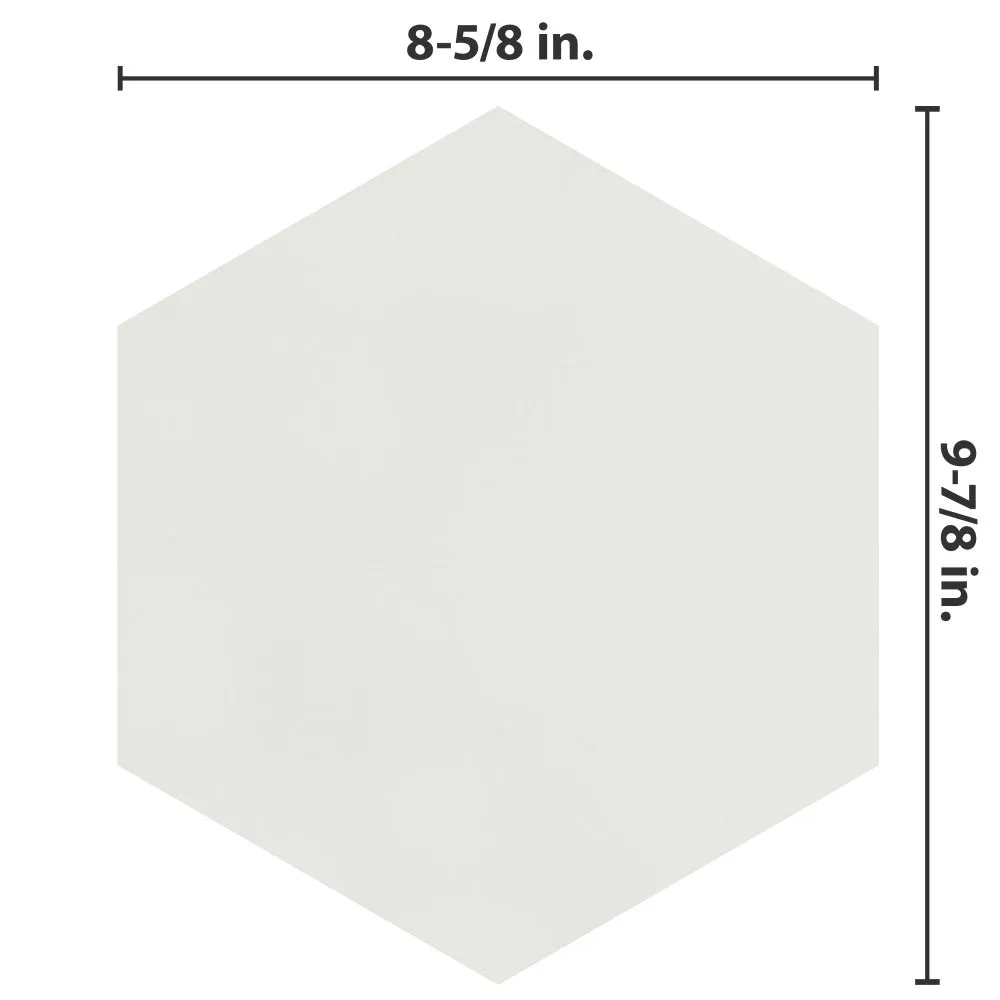 Merola Tile Textile Hex White 8-5/8 in. x 9-7/8 in. Porcelain Floor and Wall Tile (11.56 sq. ft. / case), photo 3 of 8