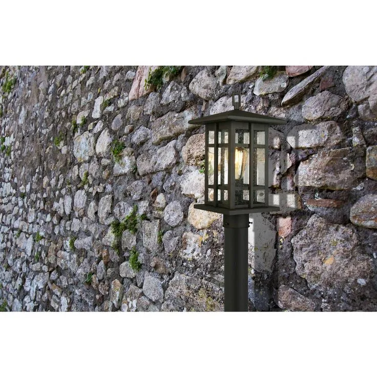 Eglo Arlington Creek 7.5 in. W x 15 in. H 1-Light Matte Bronze Outdoor Post Light with Clear Seeded Glass, photo 2 of 3