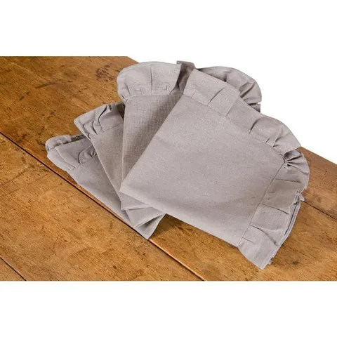 Ruffle Trim 20 × 20 in Solid Taupe Napkins (Set of 4)