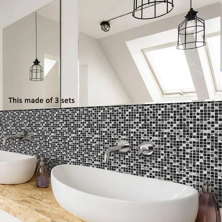UKAP 10Pcs Mosaic Pattern Waterproof Wall Tile Stickers Peel and Stick Tile Kitchen Backsplash Wallpaper Sticker 15x15cm/20x20cm, photo 4 of 9