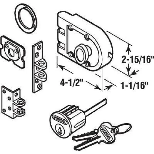 Deadbolt, Solid Bronze Alloy, Brushed Brass, Angle and Flat Strike, Single Cylinder, photo 4 of 7