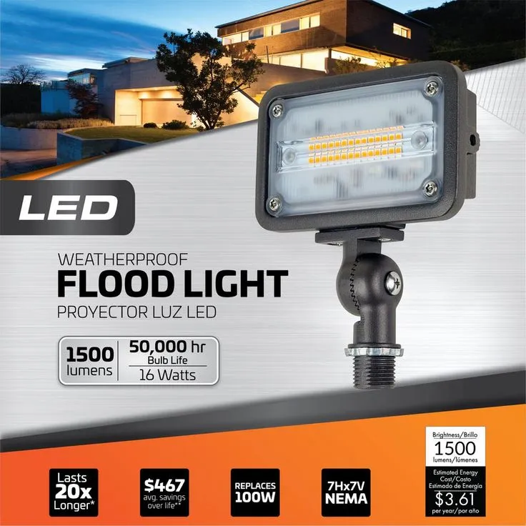 Newhouse Lighting 16-Watt Bronze Outdoor Integrated LED Landscape Weatherproof Wall Wash Flood Light with Adjustable Mounting Bracket, photo 6 of 7