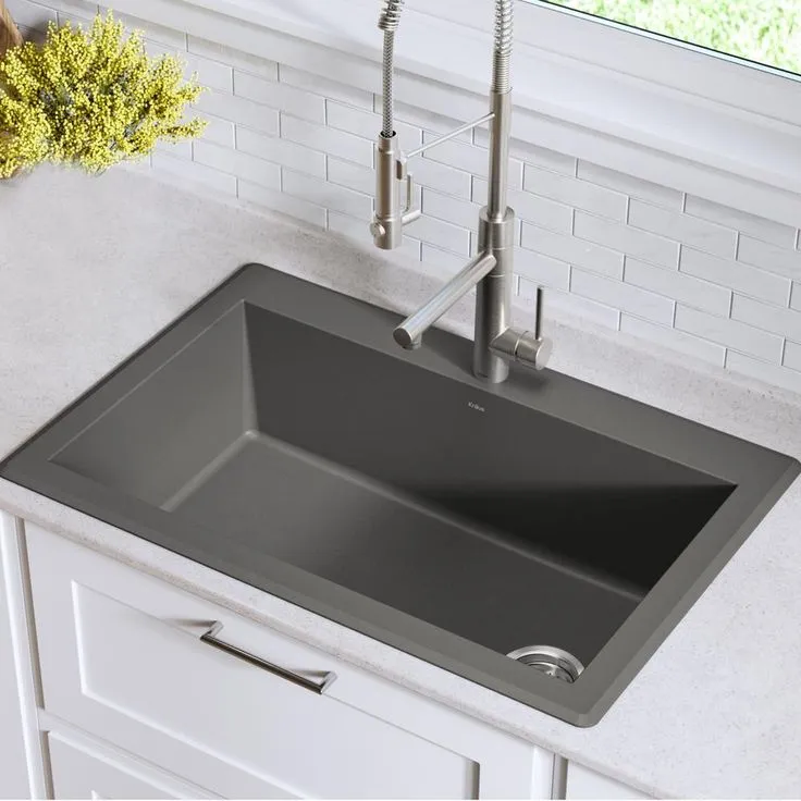Forteza All-in-One Drop-In/Undermount Granite Composite 33 in. 1-Hole Single Bowl Kitchen Sink in Black, photo 14 of 14