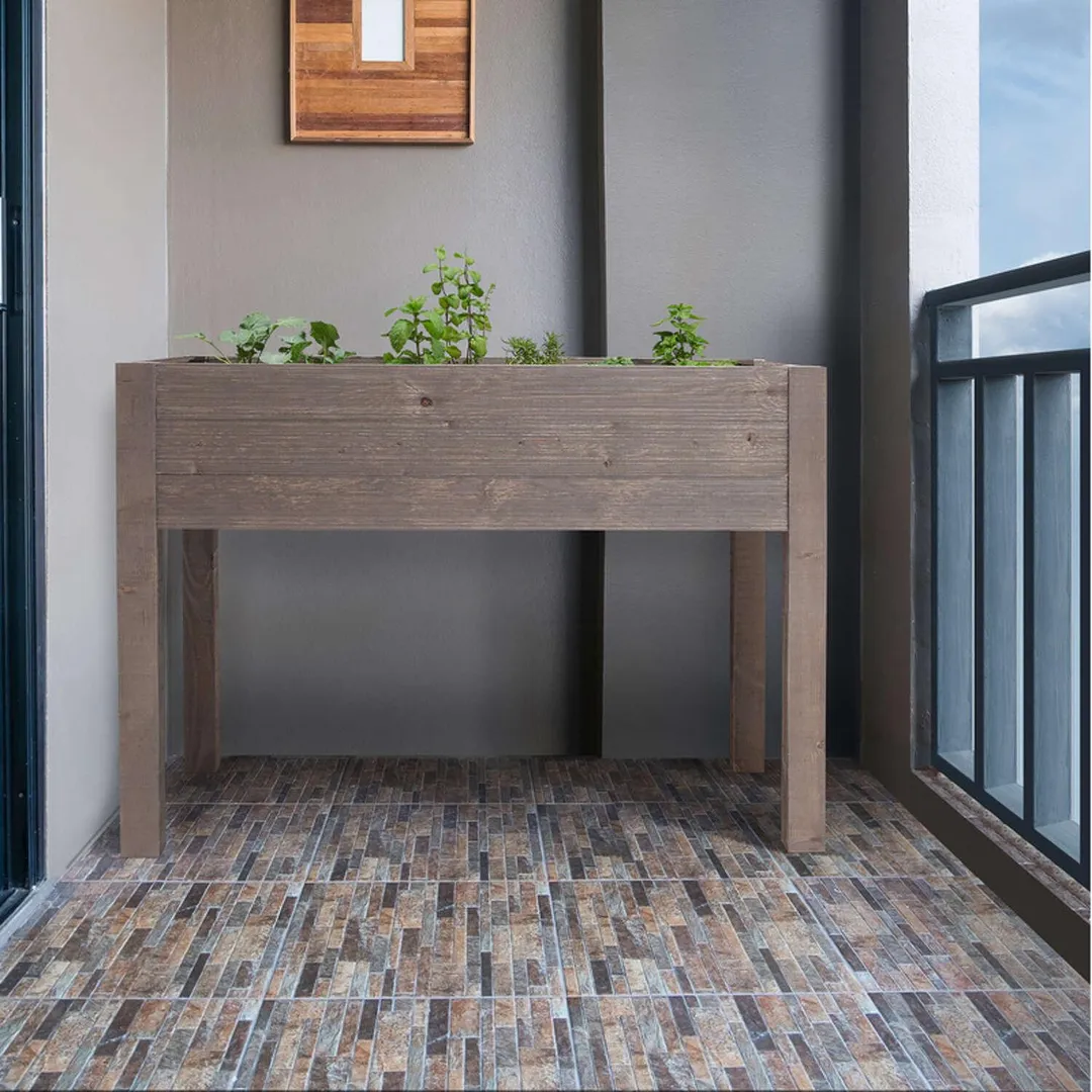 Outdoor Essentials 31.75 in. H X 45.5 in. W X 24 in. D Wood Elevated Garden Box Gray, photo 3 of 4