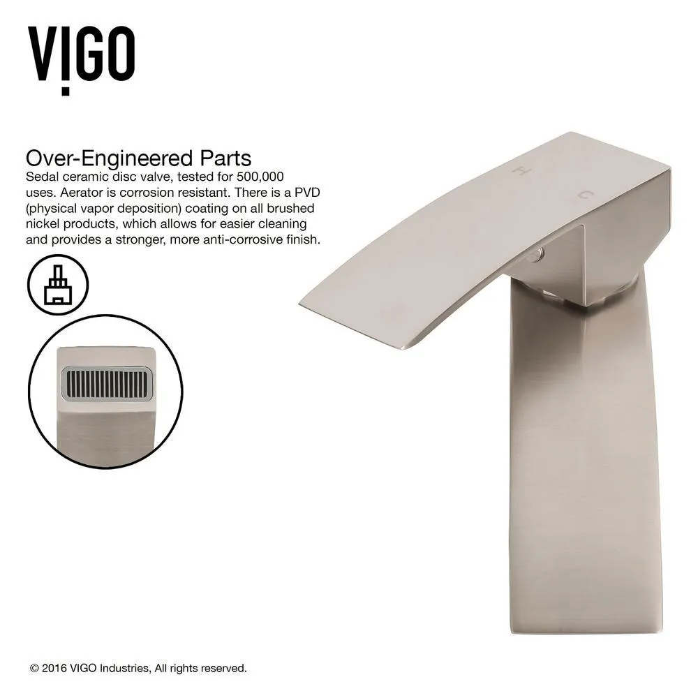 VIGO Single Hole Single-Handle Vessel Bathroom Faucet in Brushed Nickel, photo 5 of 13