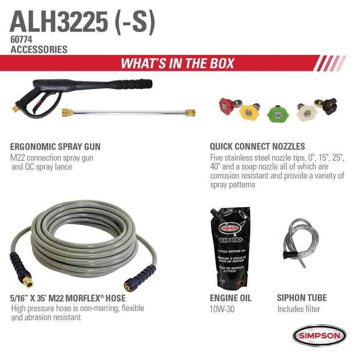 Simpson Aluminum ALH3225-S 3200 PSI at 2.5 GPM KOHLER SH265 Cold Water Pressure Washer, photo 4 of 9