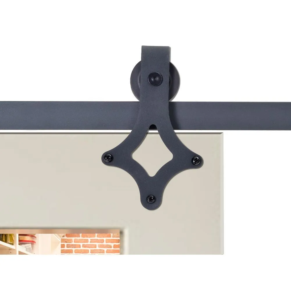 CALHOME 72 in. Antique Bronze Rustic Star Barn Style Sliding Door Track and Hardware Set, photo 6 of 6