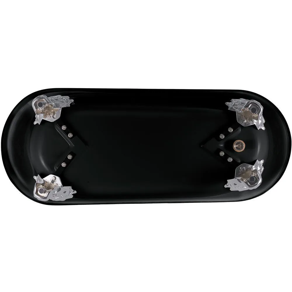 69 in. Acrylic Double Slipper Clawfoot Non-Whirlpool Bathtub in Glossy Black, photo 8 of 10