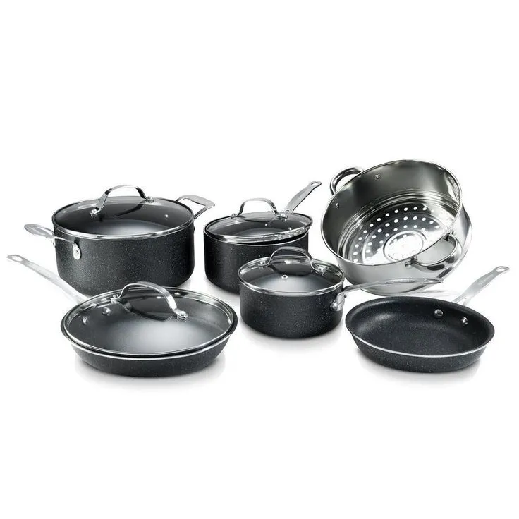 10-Piece Aluminum Ultra-Durable Non-Stick Diamond Infused Cookware Set with Glass Lids, photo 2 of 3
