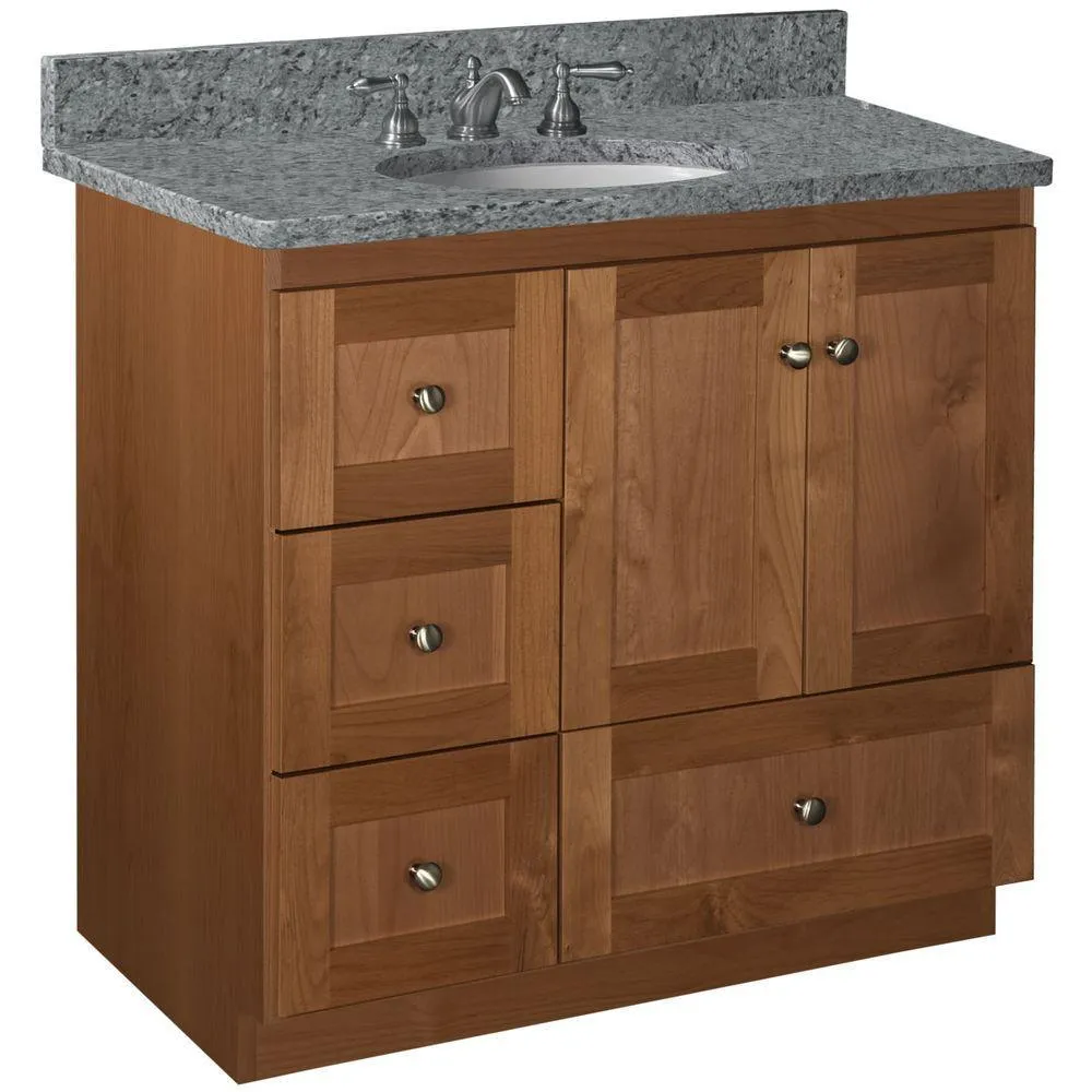 Shaker 30 in. W x 21 in. D x 34.5 in. H Vanity with Left Drawers Cabinet Only in Natural Alder, photo 12 of 13