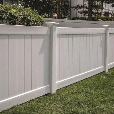 Ready-to-Assemble Emblem 6 ft high · 8 ft wide White Vinyl Flat-Top Vinyl Fence Panel