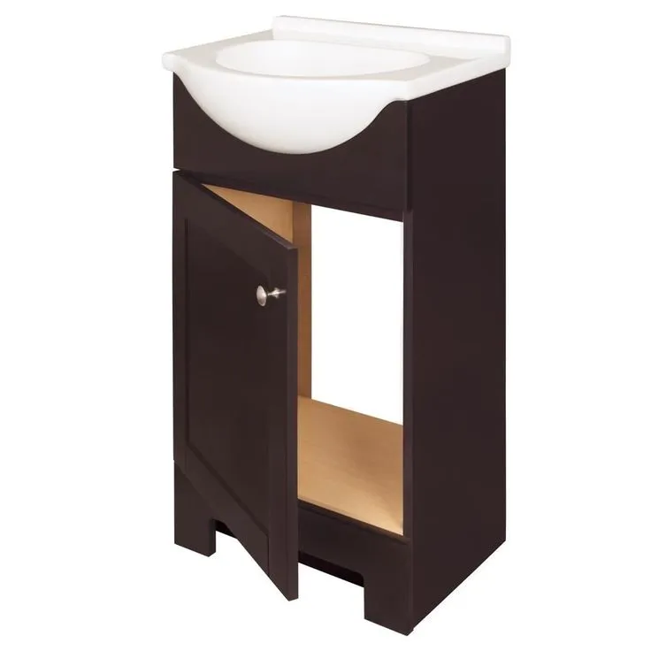 Style Selections Euro 19-in Espresso Single Sink Bathroom Vanity with White Cultured Marble Top, photo 5 of 10
