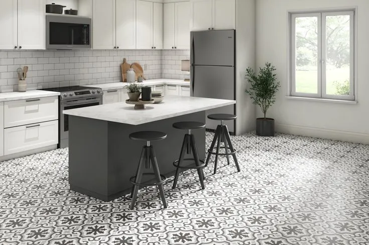 Style Selections Charlotte Deco 3-mil x 12-in W x 12-in L Water Resistant Peel and Stick Luxury Vinyl Tile Flooring, photo 2 of 8