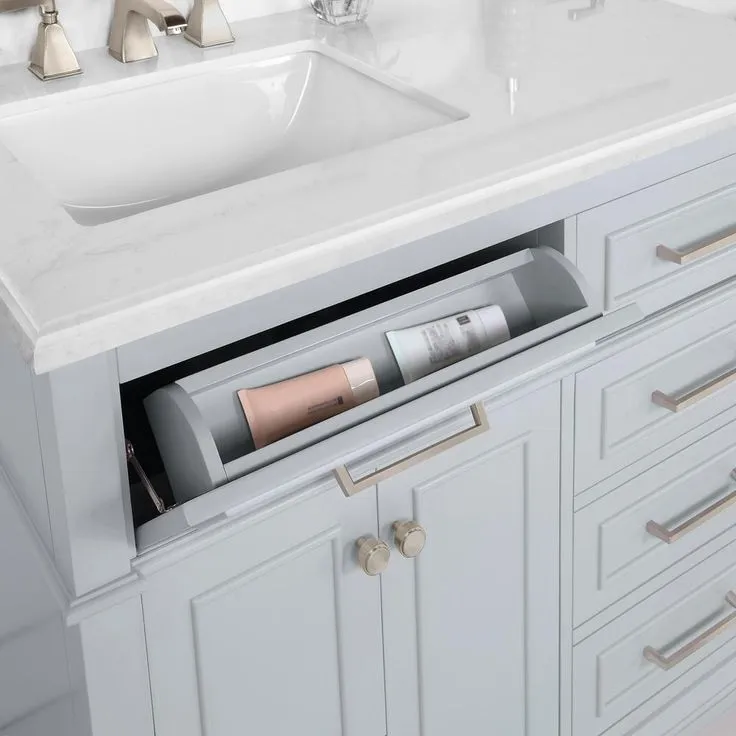 Melpark 60 in. W x 22 in. D Bath Vanity in Dove Grey with a Cultured Marble Vanity Top in White with White Sink, photo 6 of 11