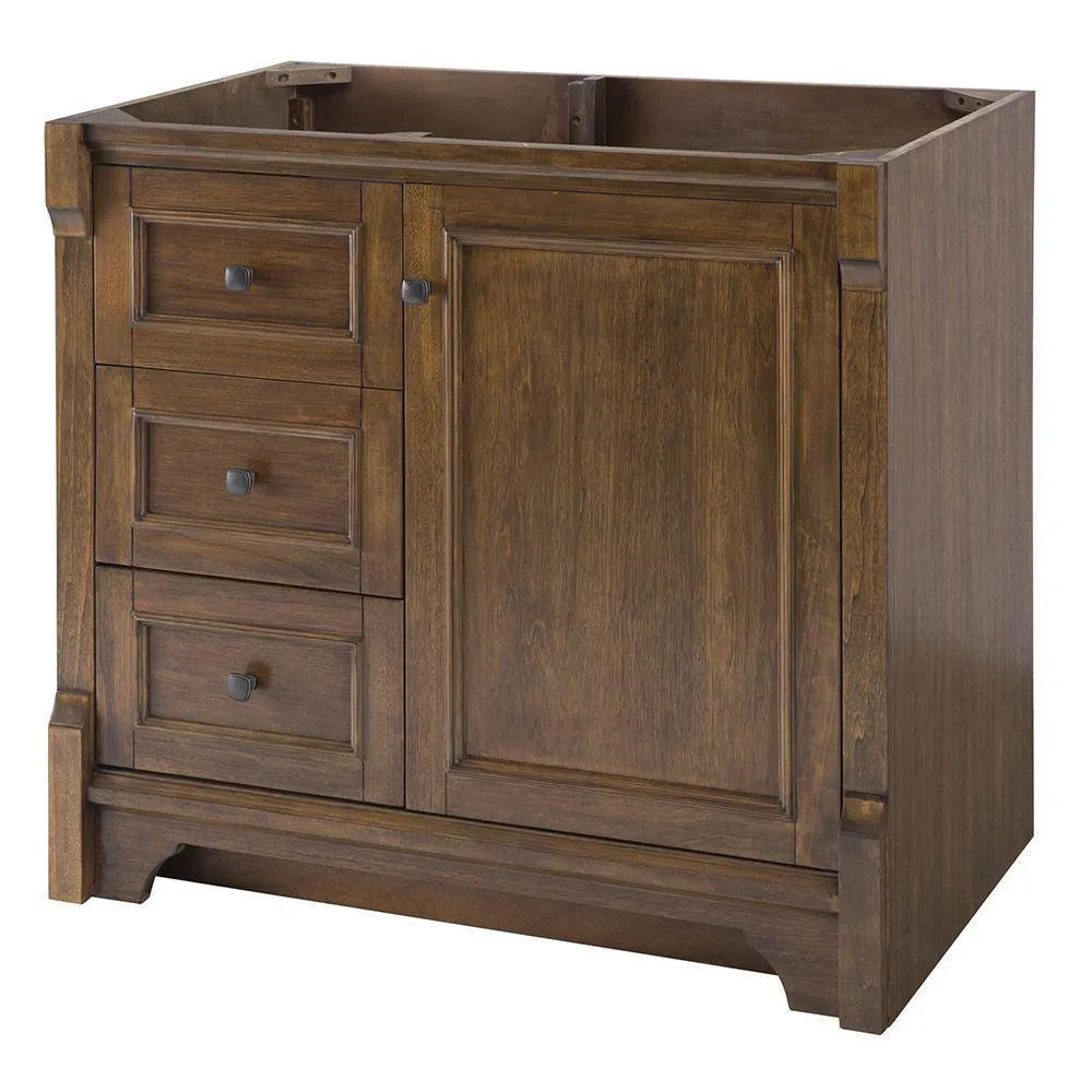 Creedmoor 48 in. W Bath Vanity Cabinet Only in Walnut with Right Hand Drawers, photo 9 of 12