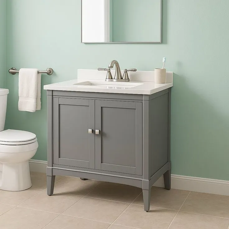 Home Decorators Collection Parkcrest 42-Inch Dove Grey Bathroom Vanity with Marble Top, photo 2 of 3