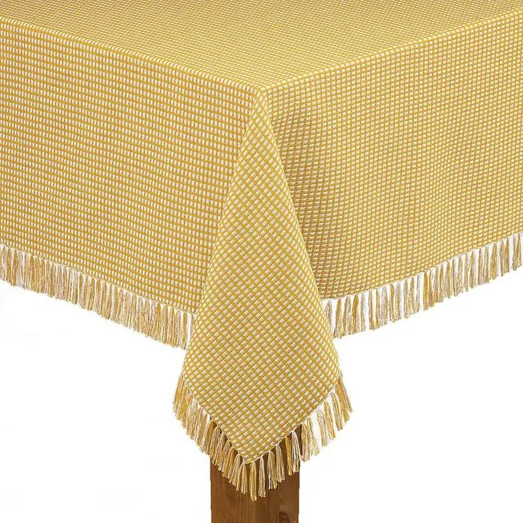 Homespun Fringed 60 in. x 102 in. Red 100% Cotton Tablecloth, photo 8 of 8
