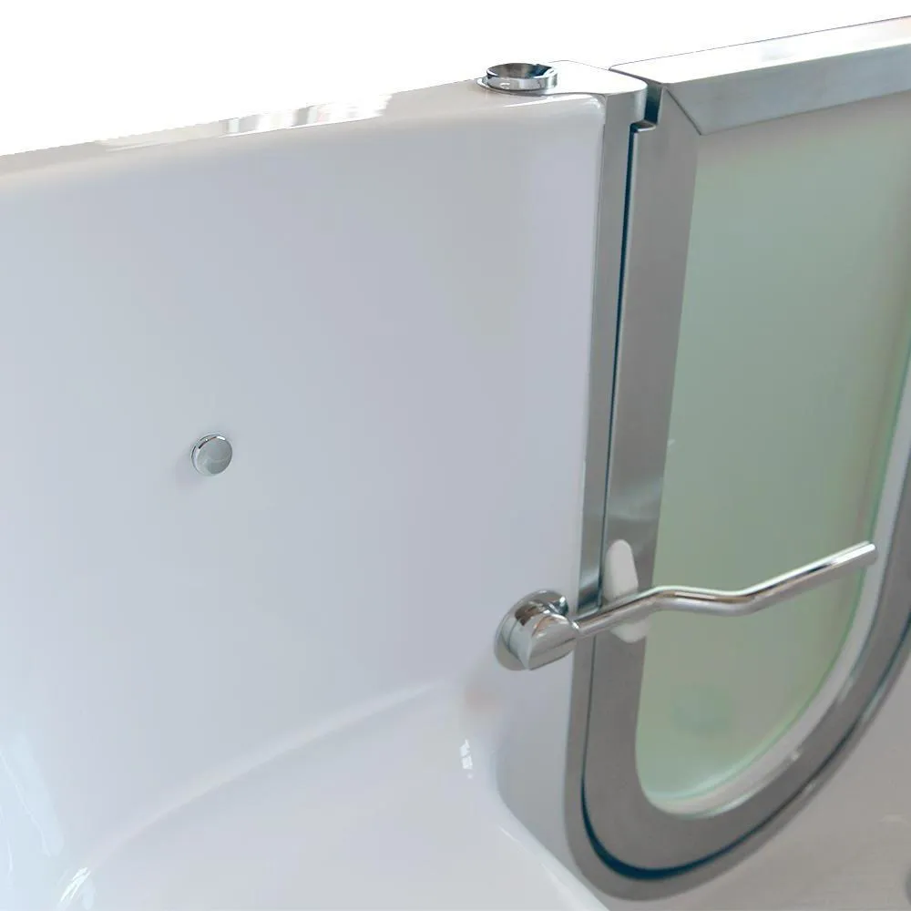 Ella Petite 52 in. Acrylic Walk-In Whirlpool and Air Bath Bathtub in White with Thermostatic Faucet Set, Left-Hand 2 in. Dual Drain, photo 5 of 7