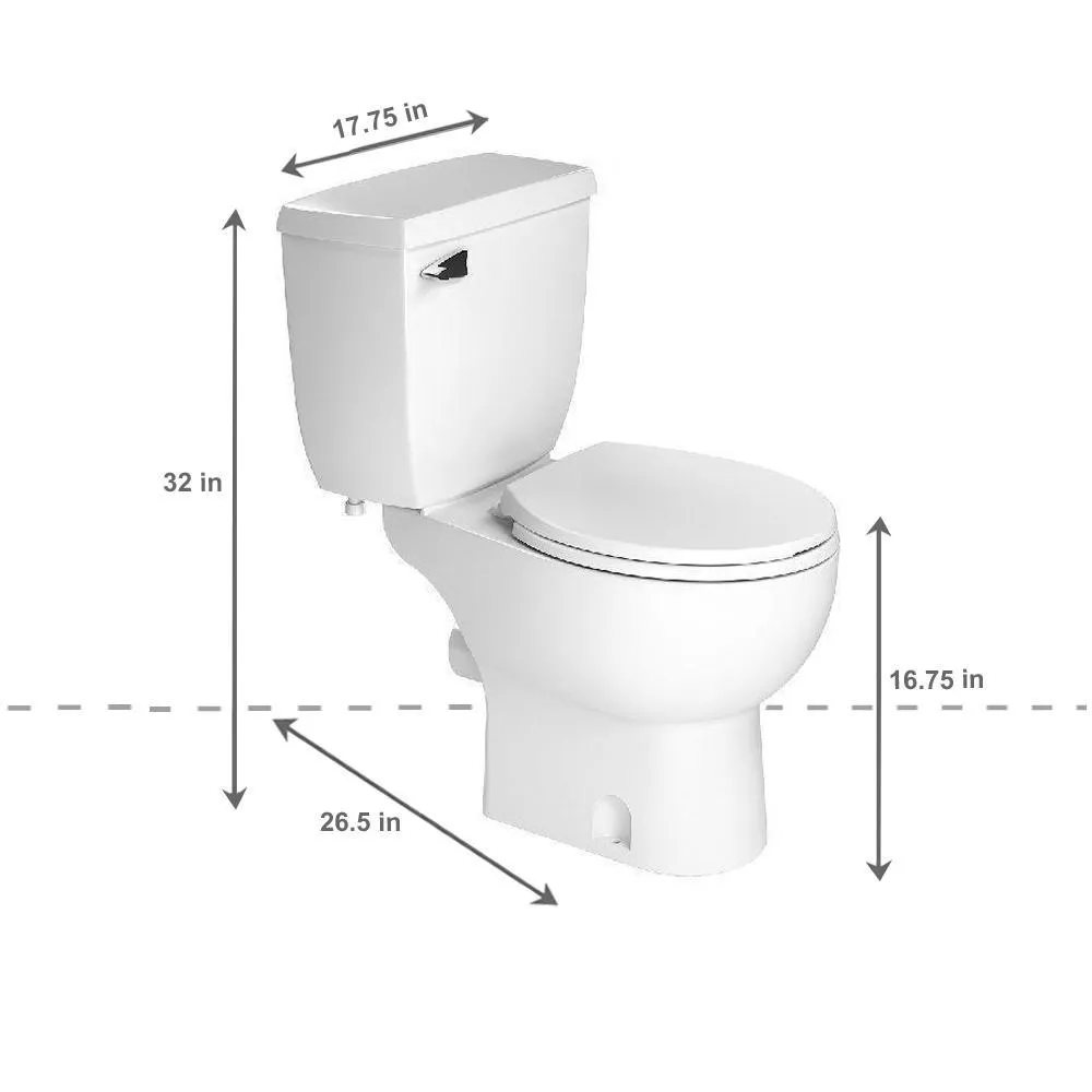 Saniflo SaniAccess3 2-Piece 1.280 GPF Single Flush Round Toilet with.5 HP Macerating Pump in White, photo 2 of 10