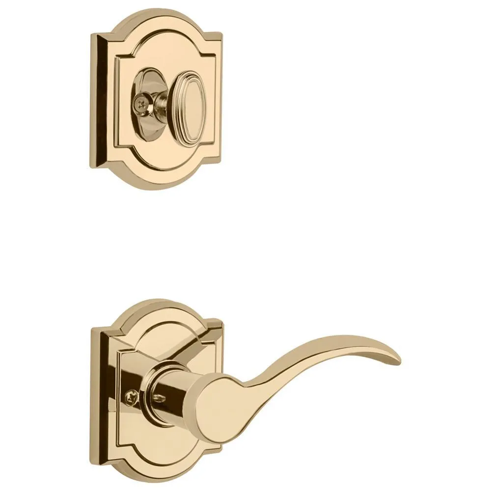 Prestige Avendale Single Cylinder Lifetime Polished Brass Door Handleset & Arch Rose Tobin Door Lever feat SmartKey, photo 6 of 12