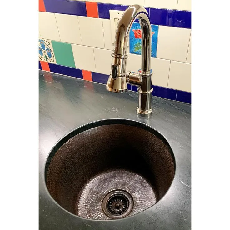 Undermount Hammered Copper 17 in. 0-Hole Bar Sink in Oil Rubbed Bronze, photo 4 of 5