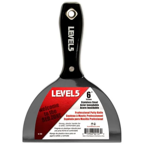 6 in. Black Stainless Steel Putty Knife with Plastic Handle Hammerend