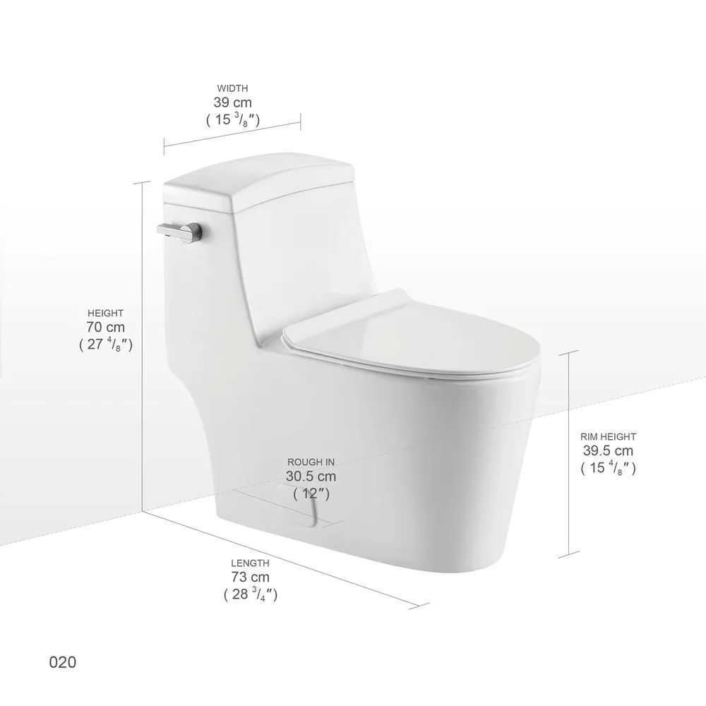 1-Piece 1.28 GPF High Efficiency Single-Flush Elongated Skirted Toilet All-in-One Toilet in White Seat Included, photo 4 of 10