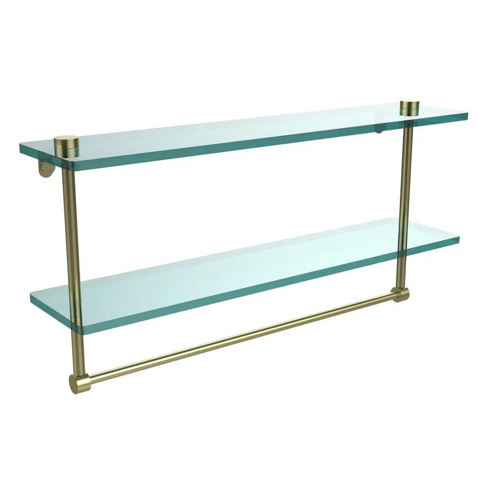 22 in. L x 12 in. H x 5 in. W 2-Tier Clear Glass Bathroom Shelf with Towel Bar in Oil Rubbed Bronze, photo 15 of 15
